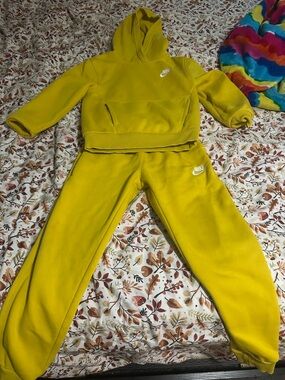 Nike Kids Mustard Yellow Hooded Sweatshirt & Jogger Set